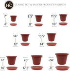 The HC Companies 14 Inch Round Plastic Classic Plant Saucer - Indoor Outdoor Plant Trays for Pots - 14"x14"x2.5" Clay - Image 5
