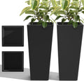 24in Tall Planters Set of 2 with Saucers, Black Classic by PolarcoForgeco