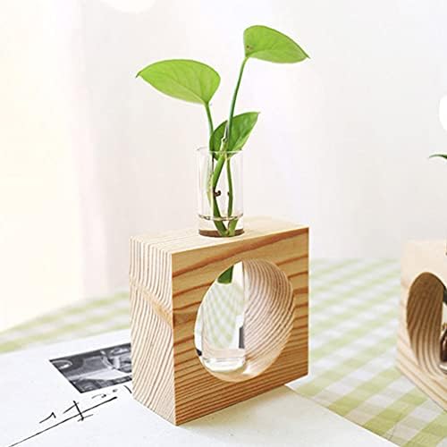 Generic Test Tube Planter Glass Tube Vase Test Tube Bud Vase Desktop Glass Planter Terrarium Propagation Station Plant Terrarium Test Tube with Wood Stand for Hydroponics Plants 2 Sets - Image 6