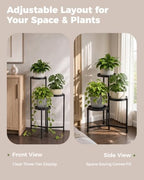 Bamworld Plant Stand Indoor Outdoor 3 Tier Corner Plant Shelf Metal Holder - Image 4