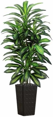 Artifical Dracaena Tree Indoor, 5FT Tall Fake Floor Plants with Black Planter & Pebbles, Fuax Silk Yucca Tree for Home Office Living Room Bedroom Farmhouse Modern Outdoor Topiary Tree by TXABL