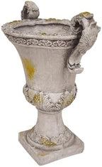 Merax 19.25'' Tall Elegant Roman Style Lightweight Concrete Planter with Botanical Accents, Square Indoor Outdoor Flower Pot with Drainage Hole & Stopper, Grey - Image 5