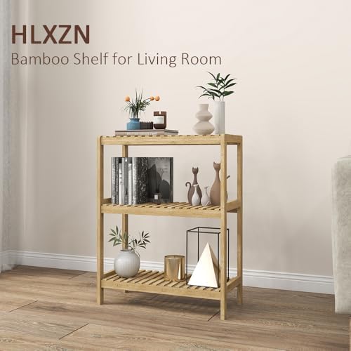 3-Tier Bamboo Freestanding Shelf Multi-use Small Bookshelf Bookcase - Image 6