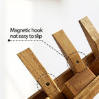 Mid Century Modern Wood Coat Rack Wall Mount with Shelf, 9 Hooks, Natural - Image 3