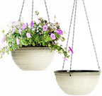10Inch Hanging Planters Outdoor Indoor, Glazed Hanging Basket with Drainage by Vanslogreen