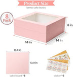 COTOPHER 14x14x6 In Sheet Cake Boxes, 16pcs Pink Bakery Boxes with Window - Image 3
