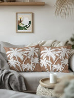 Tropical Palm Tree 18x18 Waterproof Outdoor Throw Pillows Set of 2 with Inserts, Vintage Brown Exotic Botanical Plants Patio Decorative Cushions for Outdoor Sofa Porch Garden Furniture - Image 3