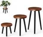 FRIENDISU 3 Pcs Wood Plant Stands Indoor with Raised Design by FRIENDISU