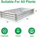 JERIA 6×3×1ft Raised Garden Bed with Support Rods,Galvanized Raised Garden Bed Kit Outdoor Metal Gardening Planter Box for Vegetable, Fruits, Flower - Image 2