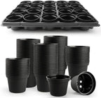 RooTrimmer 3 Inch Plastic Plant Pots 100 Pcs with 5 Pcs 20 Cell Seed Starter Trays, Thick Black Small Nursery Pots and Propagation Shuttle Trays for Seed Starting, Plant Propagation Starter Kit 5 Sets by RooTrimmer