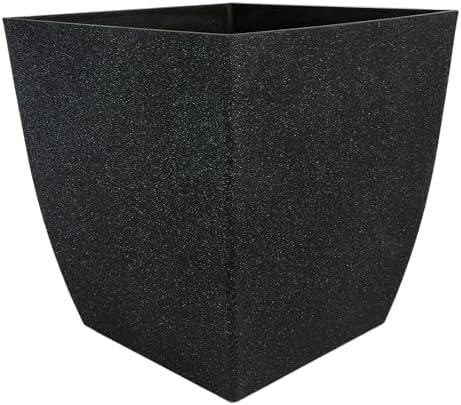 The HC Companies Santa Fe Square Self-Watering Pot - Lightweight Plastic Planter for Herbs & More - Durable Plant Pots for Indoor Plants & Outdoor Plants (16" Black Sand, Pack 1) by TheHCCompanies