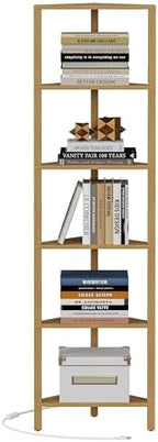 TUTOTAK Corner Shelf with LED Light, 6-Tier Corner Bookshelf - Image 7