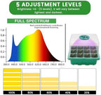 Seed Starter Tray with Grow Light，4 Pack Seed Starter Kit with Timing Controller Adjustable Brightness, Heightened Lids Growing Trays for Greenhouse & Gardens (Green) - Image 4