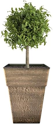 The HC Companies 18 Inch Avino Tall Square Planter - Decorative Indoor Outdoor Plant Pot for Front Porch, Deck, Patio and Home, Celtic Bronze - Image 3