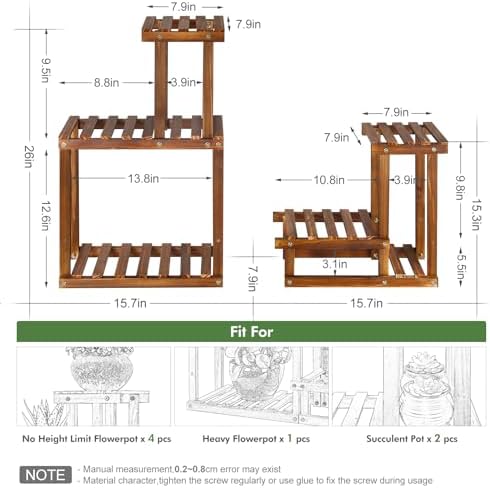 Plant Stand for Multiple Plants Indoor Outdoor Flower Pot Stand Wood - Image 2