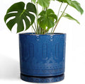 Eightpot 10 Inch Plant Pot - Ceramic Planter Outdoor Plant Pot Indoor with Drainage Holes and Saucer Large Flower Pot Round Decorative Planter for Garden Patio Decor Blue by Eightpot