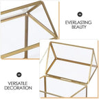 Abaodam Creative Geometric Glass House Terrarium for Indoor Moss and Air Plants, Miniature Plant Display Box with Gold Frame, Tabletop Planter for Home Garden Office Decor - Image 3
