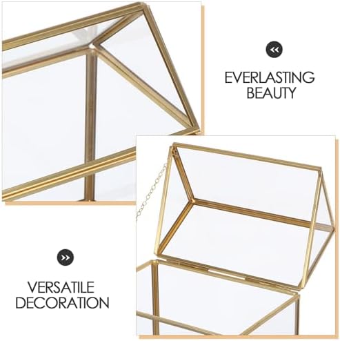 Abaodam Creative Geometric Glass House Terrarium for Indoor Moss and Air Plants, Miniature Plant Display Box with Gold Frame, Tabletop Planter for Home Garden Office Decor - Image 3