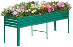 Land Guard Galvanized Raised Garden Bed with Legs, 96×24×32in Raised Garden Beds Outdoor with Drainage Holes, Planter Boxes Outdoor for Backyard, Patio, Balcony, 1200lb Capacity, Green by LandGuard