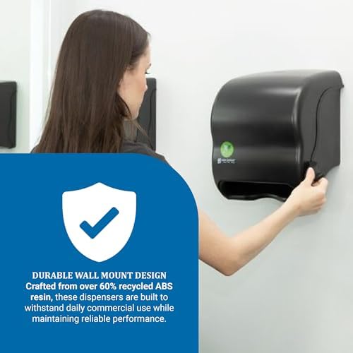 San Jamar Ecologic Element Recycled Plastic Lever Paper Towel Dispenser, Manual Towel Dispenser, Wall Mounted Dispenser with Zero Waste for Home and Business, 8 Inch Rolls, Black - Image 6