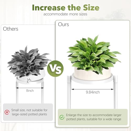 3 Tier Corner Plant Stand Indoor Outdoor, Metal, 10 Inch Wide Tray, White - Image 4