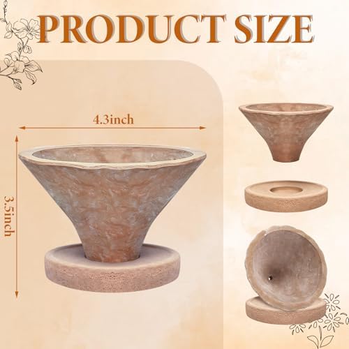 Yungyan 2 Set 7'' Rustic Terracotta Plant Pot with Drainage Saucer Vintage Breathable Clay Planter Farmhouse Flower Pot Distressed Finish for Flower Succulent Modern Home Garden Decor(Tapered) - Image 2