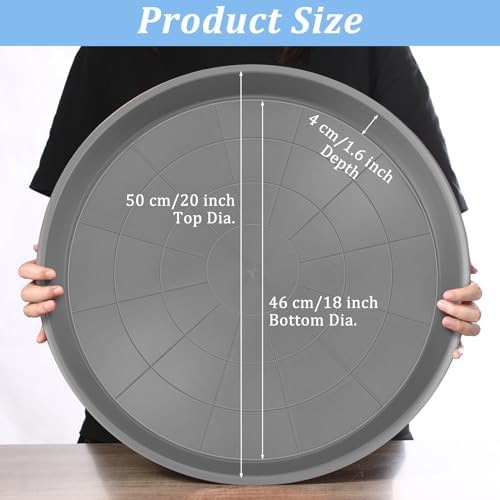 Eccliy 6 Pack Plastic Plant Saucer, Round, 20 Inch, Gray - Image 2