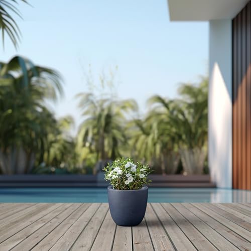 Kante Small Round Bowl Charcoal Concrete Planter 10" Dia, Outdoor - Image 7