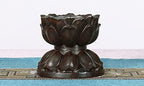 Round Wooden Ebony Lotus Base Buddha Statue Sculpture Stand - Image 4