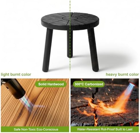 Delma Wood Plant Stands 5-Pack Indoor, Plant Stool, Black - Image 6