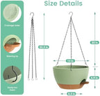 UOUZ 13 Inch 2 Pack Large Self Watering Hanging Planters for Indoor Outdoor Plants, Hanging Plant Pots with Removable 50 Oz Reservoir, Plastic Hanging Basket for Window Porch Garden, Green with Brown - Image 5