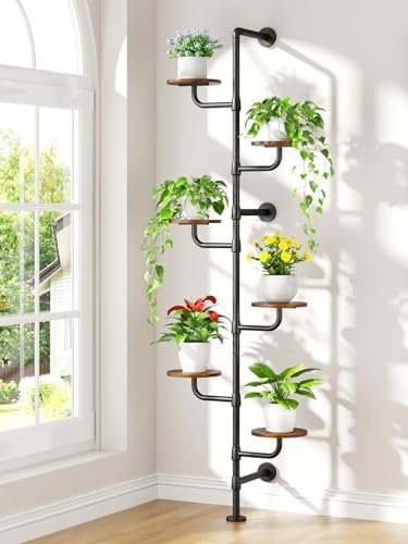 Plant Stand Indoor, Tall Wall Mounted Metal Pole, 6-Tier, C5 - Image 2