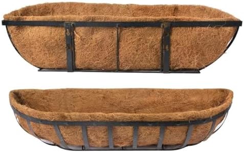 Window Boxes Planters Railing Planter Box with Adjustable Brackets for Porch Fence Patio Balcony Hanging Flower Baskets with Coco Liners for Outdoor Garden Décor (24 Inch / 2 Packs) - Image 3