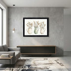 Framed Canvas Wall Art Vintage Watercolor Pitchers Cotton and Wheat Sage Green Gather Script Canvas Print Poster Black Frame Wall Decor for Farmhouse Dining Room Kitchen, Rustic Decor - Inch 16x20 - Image 4