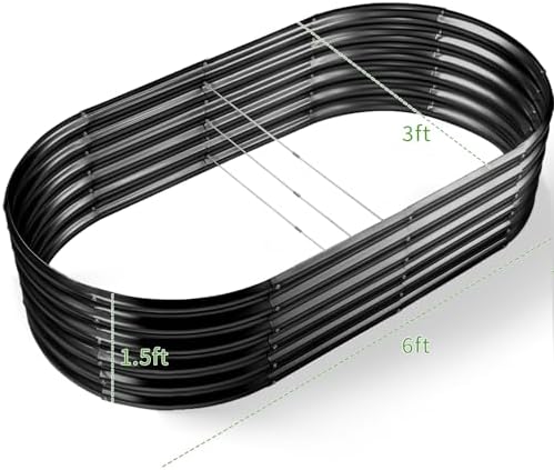 Land Guard 6x3x1.5ft Galvanized Raised Garden Bed Kit, Metal Planter Boxes Outdoor, Oval Metal Raised Garden Bed for Vegetables, Flowers (Dark Gray) - Image 2