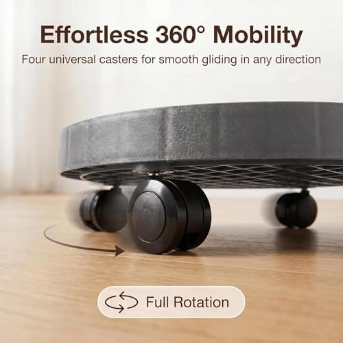 17.5 Inch Planter Caddies Rolling Saucer Caddy with Wheels, Heavy Duty Wheeled Stand for Potted Plant, Round Coaster Roller Base Tray with Casters, Flower Pot Dolly Holder for Indoor Outdoor - Image 4
