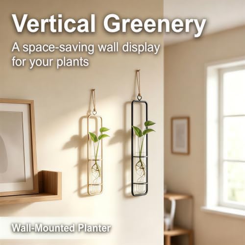 METALLIXITY Hanging Clear Glass Hydroponic Plant Propagation Tube Vase 2Pcs - Image 4