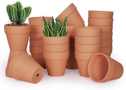 FCFKUK 4 inch Terracotta Clay Pots, 24 Pack Clay Flower Pots with Drainage, Great for Plants, DIY, Crafts, Wedding - Image 6