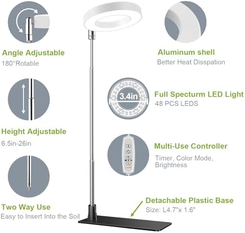 Kullsinss 3.5in Small Grow Lights for Indoor Plants, 48 LEDs Full Spectrum - Image 5