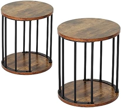HDANI Wooden Stool Set of 2 for Adults,300lbs Load Capacity Garden Round Wood Stool,Non-Slip Small Step Stool for Plant Stand,Kitchen,Bathroom and Bedroom,Brown by HDANI