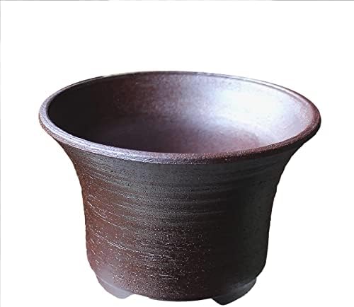 Bonsai Pot Round Striped Pattern Shi-dei-Ara-dei (Purple mud) Yokkaichi Banko-Yaki deep Type Ceramic Wildflowers houseplants Agave Baby Bonsai Cactus Miscellaneous Pine and Oak 4.7” Small - Image 4