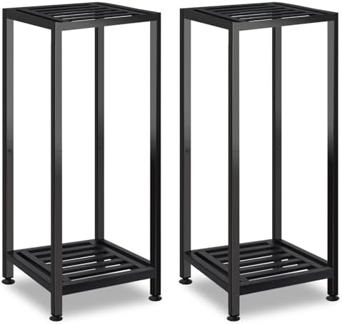 2-Pack Plant Stand Indoor Outdoor, Heavy Duty Wrought Iron Pedestal Stands by Lilybud--lily