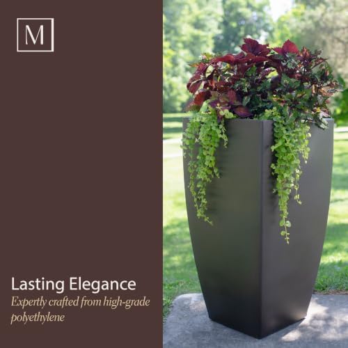 Mayne Kade 38in Self-Watering Modern Tall Square Planter, Black - Image 6