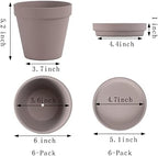 Yishang Large Terra Cotta Pots with Saucer- 6 Pack Large 6'' Terra Cotta Plant Pot with Drainage Hole, Flower Pot with Tray, Terracotta Pot for Indoor Outdoor Plant(Grey) - Image 2