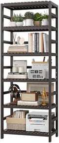 FOTOSOK 6-Tier Bamboo Shelf with Adjustable Shelves, Bamboo Kitchen Cabinet by FOTOSOK