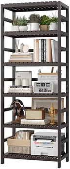 FOTOSOK 6-Tier Bamboo Shelf with Adjustable Shelves, Bamboo Kitchen Cabinet by FOTOSOK