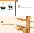 GIANTEX 3-Tier Hanging Bamboo Plant Stand Storage Shelf, Folding Design - Image 6