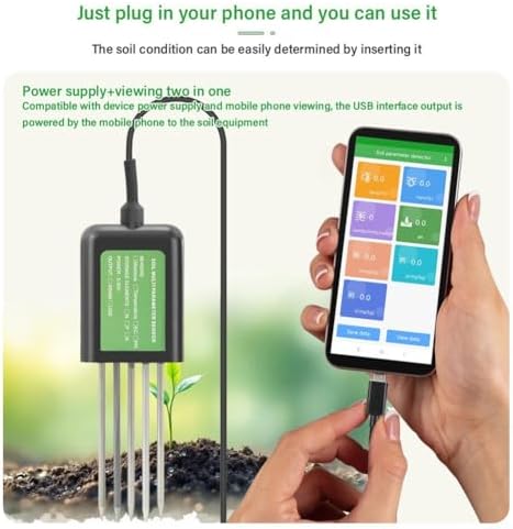 USB Soil Sensor 7-in-1 Tester For Moisture, Soil Analysis Tool, Temperature, PH & NPK Nutrients - IP68 Digital Meter For Agriculture, Gardening & Research Farming, Floriculture - Image 6