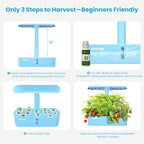 Sainlogic Hydroponics Growing System, 12-Pod Indoor Herb Garden with 24W LED Grow Light, WiFi App Control, Adjustable Height, Quiet Pump & Auto Timer for Herbs and Vegetables - Image 2