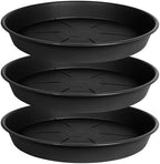OVZILKI 3 Pack of Plant Saucer Tray 19 inch, Heavy Duty Plastic Pot Plant Drip Trays Saucers for Indoors Outdoor, Plant Water Tray for Planters 16-19" (19", Black) by OVZILKI